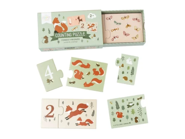 Přiřazovací puzzle: počítání s kamarády z lesa