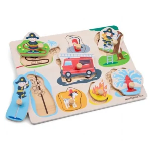 Dřevěné vkládací puzzle: hasiči