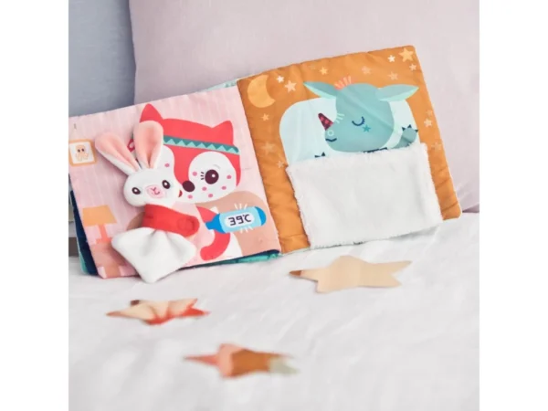 LILLI 83492 lilliputiens textilni knizka s aktivitami dracek joe a jeho muchlacek 5