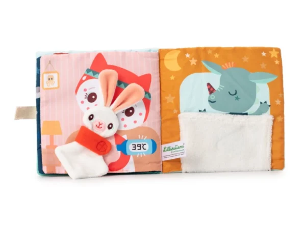 LILLI 83492 lilliputiens textilni knizka s aktivitami dracek joe a jeho muchlacek 8