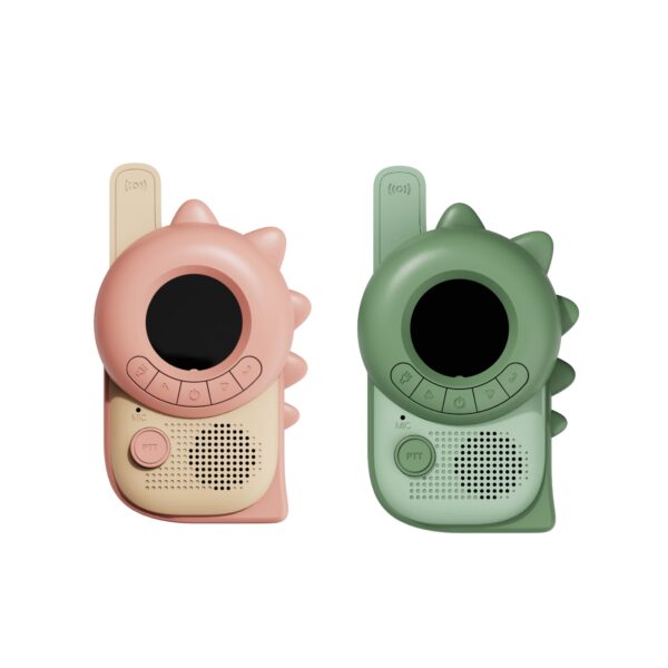 The zoofamily set of dino pink and green walkie talkie front