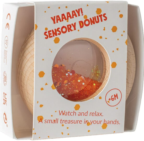 Petit Boum Sensory Rattle Calm Donut Orange 2