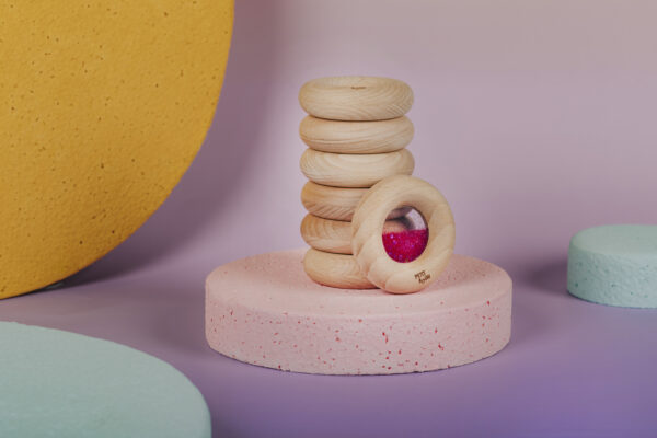 Petit Boum Sensory Rattle Calm Donut Pink 3